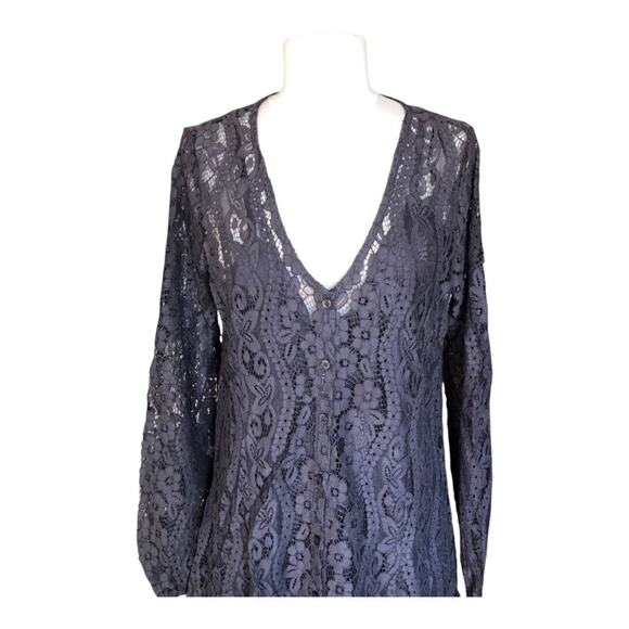 LoveStitch NWT Romantic Love Letter Dark Gray Feminine Lace Mini Dress Medium - Picture 2 of 16